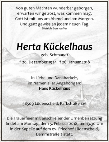 Traueranzeige von Herta Kückelhaus von MZV
