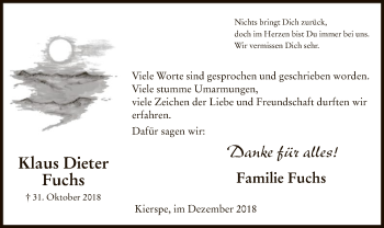 Traueranzeige von Klaus Dieter Fuchs von MZV