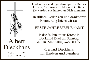 Traueranzeige von Albert Dieckhans von MZV
