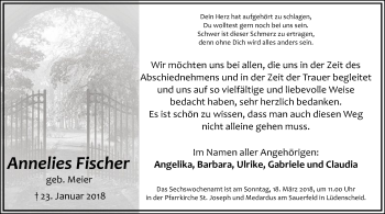 Traueranzeige von Annelies Fischer von MZV