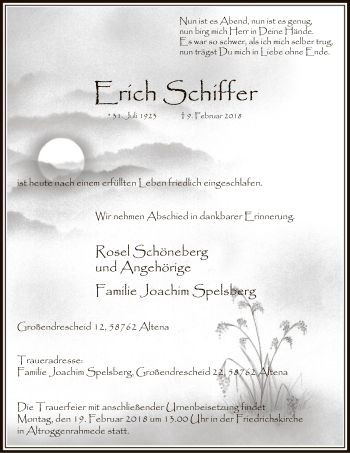 Traueranzeige von Erich Schiffer von MZV