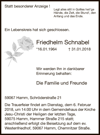Traueranzeige von Friedhelm Schnabel von MZV