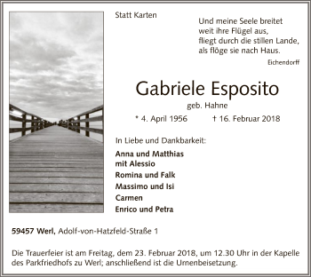 Traueranzeige von Gabriele Esposito von MZV