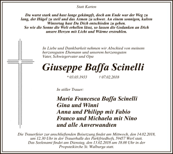 Traueranzeige von Giuseppe Baffa Scinelli von MZV