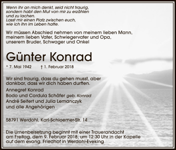 Traueranzeige von Günter Konrad von MZV