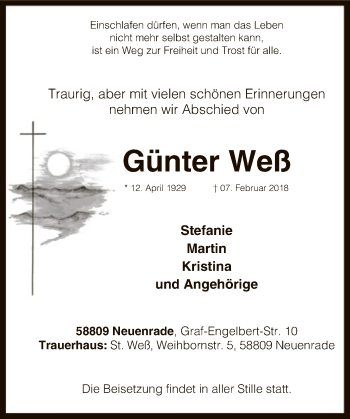 Traueranzeige von Günter Weß von MZV