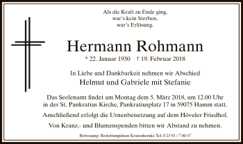 Traueranzeige von Hermann Rohmann von MZV