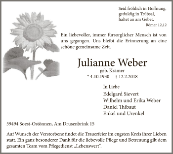 Traueranzeige von Julianne Weber von MZV