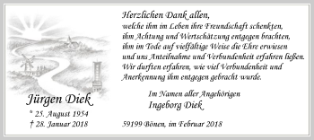 Traueranzeige von Jürgen Diek von MZV