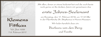 Traueranzeige von Klemens Fittkau von MZV