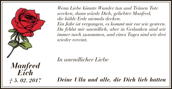 Traueranzeige von Manfred Eich von MZV