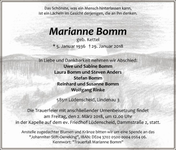 Traueranzeige von Marianne Bomm von MZV