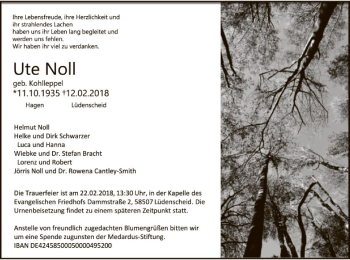 Traueranzeige von Ute Noll von MZV