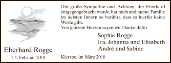 Traueranzeige von Eberhard Rogge von MZV