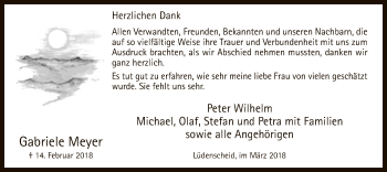 Traueranzeige von Gabriele Meyer von MZV