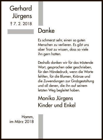 Traueranzeige von Gerhard Jürgens von MZV