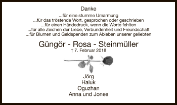 Traueranzeige von Güngör-Rosa Steinmüller von MZV