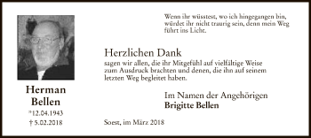 Traueranzeige von Herman Bellen von MZV