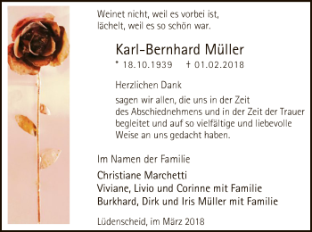 Traueranzeige von Karl-Bernhard Müller von MZV