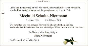Traueranzeige von Mechtild Schulte-Niermann von MZV