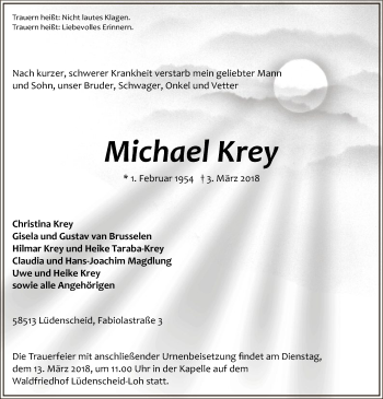Traueranzeige von Michael Krey von MZV