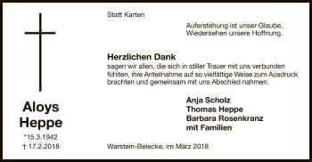 Traueranzeige von Aloys Heppe von MZV