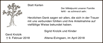 Traueranzeige von Gerd Krolzik von MZV