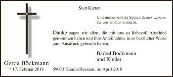 Traueranzeige von Gerda Böckmann von MZV