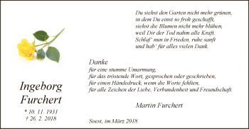 Traueranzeige von Ingeborg Furchert von MZV