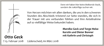 Traueranzeige von Otto Geck von MZV