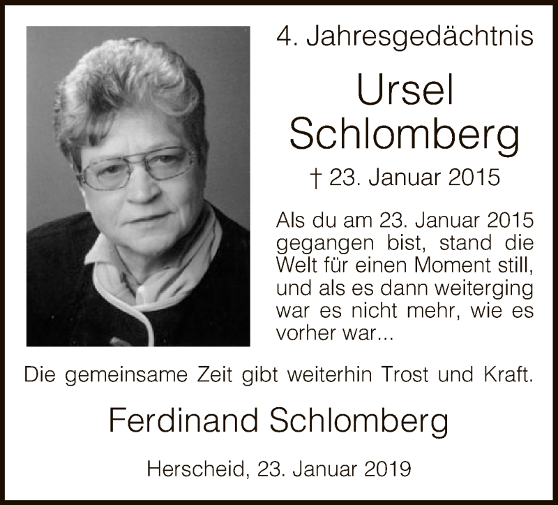  Traueranzeige für Ferdinand Schlomberg vom 23.01.2019 aus MZV