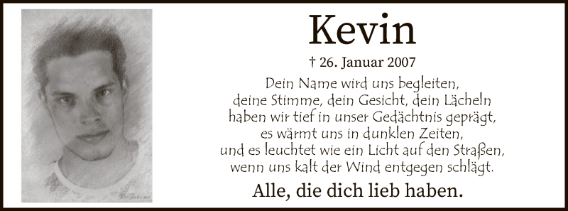  Traueranzeige für Kevin Ferlemann vom 26.01.2019 aus MZV