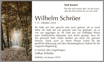 Traueranzeige von Wilhelm Schröer von MZV