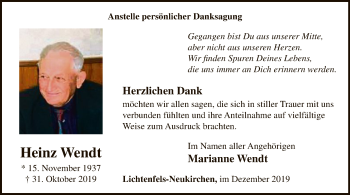 Traueranzeige von Heinz Wendt von MZV