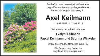 Traueranzeige von Axel Keilmann von HSK
