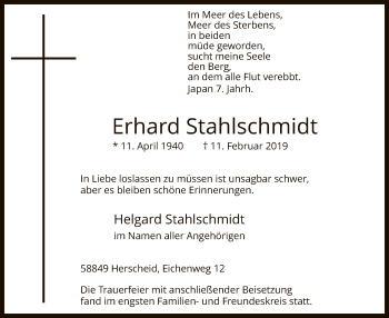 Traueranzeige von Erhard Stahlschmidt von MZV