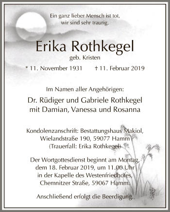 Traueranzeige von Erika Rothkegel von MZV