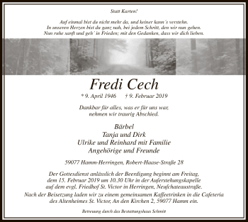 Traueranzeige von Fredi Cech von MZV