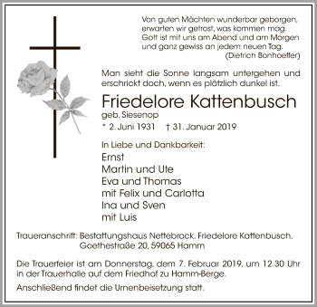 Traueranzeige von Friedelore Kattenbusch von MZV
