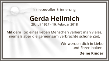 Traueranzeige von Gerda Hellmich von MZV