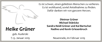 Traueranzeige von Heike Grüner von MZV