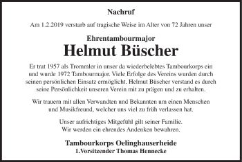 Traueranzeige von Helmut Büscher von HSK