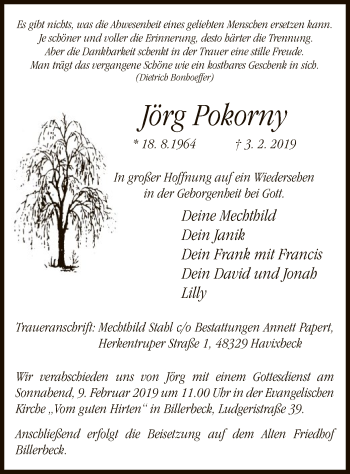 Traueranzeige von Jörg Pokorny von MZV
