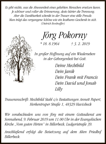 Traueranzeige von Jörg Pokorny von MZV