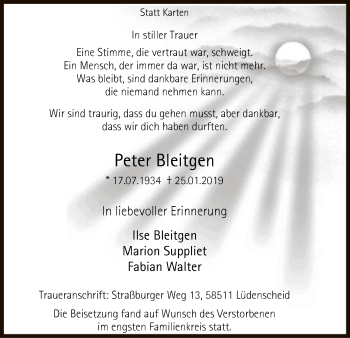 Traueranzeige von Peter Bleitgen von MZV