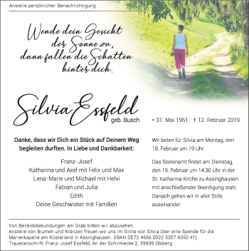 Traueranzeige von Silvia Essfeld von HSK