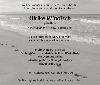 Traueranzeige von Ulrike Windisch von MZV