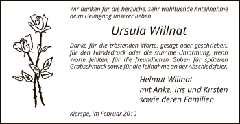 Traueranzeige von Ursula Willnat von MZV