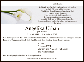 Traueranzeige von Angelika Urban von MZV