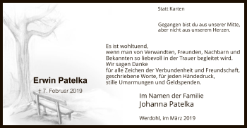 Traueranzeige von Erwin Patelka von MZV